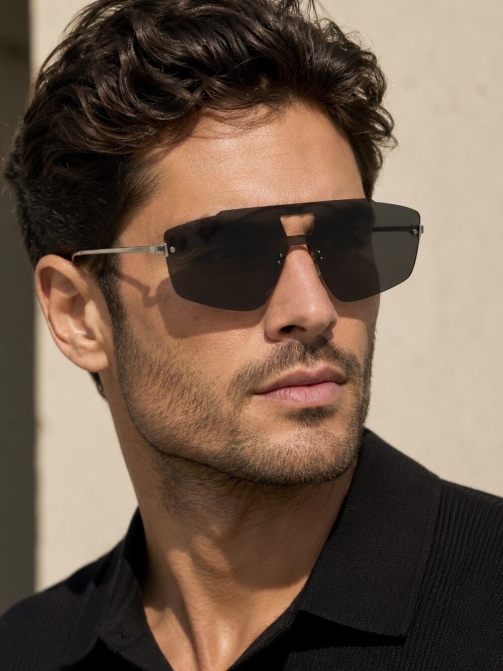 New Berluti BL40019U 16D Aviator Shield Sunglasses in Grey Authentic
